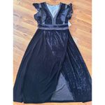 Saylor  black Alexandra Velvet & Lace V-Neck Dress size L Photo 7