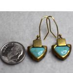 Silpada  KR Collection Turquoise 1" Matte Gold Tone Dangle Hook Western Earrings Photo 1