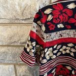 Allison Daley floral blouse size small blue red cream Photo 3