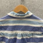 J. CREW Popover Top Womens 4 White Blue Stripe 100% Cotton Collared 1/4 Button Photo 3