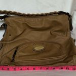 Strada Tan Beige Leather Braided Handle Boho Hobo Purse Photo 8