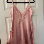 Avidlove Pink Satin Double Slit Bow Lace Trim Slip Dress   Photo 4