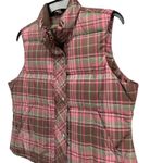 Eddie Bauer  Goose Down Puffer Vest Womens M Pink Brown Plaid Preppy Gorpcore Photo 1