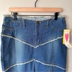 Ultra Pink Y2K Vintage Deadstock NWT Denim Skirt Frayed Hem Chevron Raw Edge Photo 1