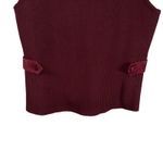 Vtg I.V.Y Burgundy Suede & Ribbed Knit Zip Vest Floral Embroidered Size M Red Size M Photo 11