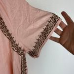 J Jill Short Sleeve Embroidered Shirt Size Medium Peach Orange Boho Linen Blend Photo 4