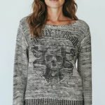 Harley Davidson Knit Sweater Skull Biker Edgy Grunge Graphic Pullover Size S Black Photo 0