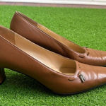 Salvatore Ferragamo Vtg Women's 8 Narrow Brown Leather Luxury Low Pumps Photo 0