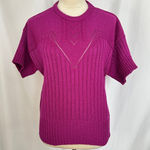 Vintage College Point Sweater Womens Medium‎ Short Sleeve Round Neck Made In USA Purple Photo 0