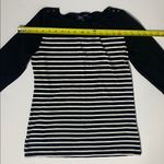 Jones New York  Black and White Striped Long Sleeve Top Women’s Medium Photo 5
