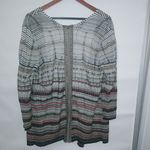 Rachel Zoe Nic & Zoe M Oversized Knit Earth Colors Striped Open Cardigan Duster Top Photo 3