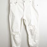 Abercrombie & Fitch The Mom High Rise White Jeans Distressed Size 34 Photo 0