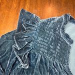 Evereve  Women’s Yana Velvet Ruffle Top in Blue Size S NEW Smocked Blouse Boho Photo 3