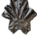 Pretty Little Thing black satin corset bandeau peplum waist long top US size 6 Photo 8