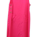 Amy K Su AKS Tencel Pinafore Jumper Maxi Buttoned Pockets Bright Pink Dress L Size L Photo 0