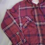 Garage  Women's Plaid Flannel Shirt Hoodie Boyfriend Fit Sz SP Photo 3