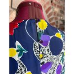 blouse abstract floral bright red blue yellow navy Size M Photo 6