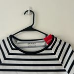 Spanx  Long Sleeve Swim Shirt Rash Guard Top Black White Stripe Size Small NWT Photo 2