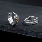 925 Silver Plated Feather Hoop Earrings for Men Women,Silver Hoop Earrings Photo 0