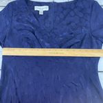 Donna Ricco  Silk Midi Dress Dots Navy Blue Cap‎ Sleeves V-Neck Back Zip [Size 8] Photo 3