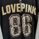 PINK - Victoria's Secret  86 Black Gold Silver Sequin Bling Glitter Sweater Large Photo 2