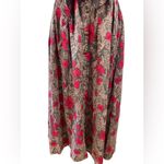 NEW Dip Pink Gray Tropical Artsy Floral Linen Sleeveless Tie Waist Midi Dress Photo 2