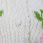 Vintage 60s Floral Embroidered Knit Cardigan Sweater Size L Photo 5