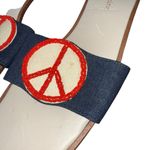 Capucine Slide Sandal Flat Peace Sign Denim Size 11 Never Worn Red Blue Photo 2