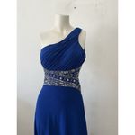 Betsy And Adam Electric Blue One Shoulder Sequin Beaded Floor Length Ball Gown 4 Photo 5