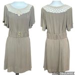 3.1 Phillip Lim 3.1 Philip Lim Silk Dress Size 8 Short Sleeve Belted A-Line Mini Pockets Taupe Photo 1