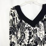 Cache  Medium Top Floral Print V Neck Sweater‎ Knit Black White Strappy VTG 649 Photo 5