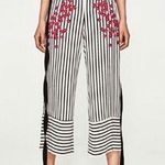 ZARA Striped Cherry Blossom Culottes Wide Leg Pants XS Photo 0