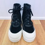 Gianni Bini Black Leather Platform Ankle Boot Bootie Lug Sole Sneaker Size 7 New Photo 2