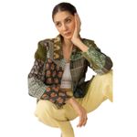NWT Boutique Boho Meadow Folk Quilted Patchwork Jacket in Dusty Green Size L Photo 4