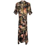 T3 TRY ME Floral Print Maxi Shirt Dress Black Pink Orange Green Belted Size S Photo 4