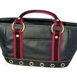 Tommy Hilfiger VTG Y2K  hand bag Black leather Red Brass Hardware Shoulder Bag Photo 11