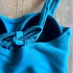 Kona Sol  Teal Ribbed Square Neck Classic One Piece Swimsuit Size Medium Photo 5