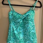 Lilly Pulitzer  Tankini Swim Top Twist Front Green Blue Bird Classic Size Small Photo 0