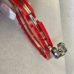 Unique Red Acrylic and Silver Stainless Steel Handcuff Style Bracelet Photo 7