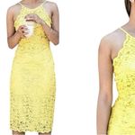 ZARA  Yellow Halter Neck Bodycon Midi Dress Photo 4