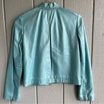 Saks 5/48 Leather Zip Blazer Jacket in Metallic Blue Size 2 Photo 6