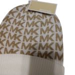 Michael Kors  Monogram Beanie Hat and Gloves in Cream and Tan, New with Tag Photo 3
