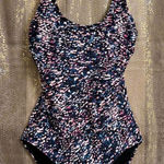 Calvin Klein Blue Black Starry Night Starburst Pattern One Piece Swimsuit Size 1 Photo 0