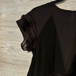 4SI3NNA Fringe black mesh sheer vneck romper black‎ size large Photo 3