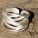 Artisan Sterling Silver 925 Ring Matte Wrap Twist Cuff Band Open Back Adjustable Photo 1