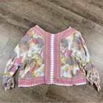 Free People  Top White Pink S Oversized Cath Me If You Can Paisley Boho Dolman Photo 7