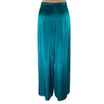 Odette Women's Blue Silk Satin High Waisted Wide Leg Trousers Pants Size S Photo 2