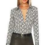 L'Agence L’agence Harmony Paloma snakeskin button down blouse Sage multi Photo 0