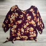 Moulinette Soeurs Anthropologie Purple Orange Floral 100% Silk Top Size 8 Fall Photo 1
