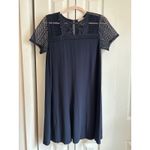 Loft  Navy Blue Lace Yoke T-Shirt Dress – Size Small Photo 2